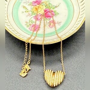 Swarovski Explore Heart Vintage Necklace Gold Plated Crystal 16” Reversible